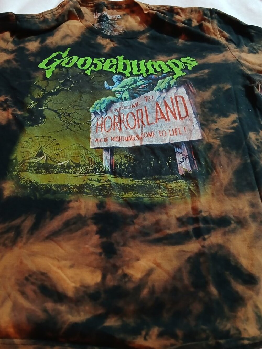 Goosebumps Welcome To Horrorland Tie Dye Shirt Mens Large Orange Black - Picture 1 of 7